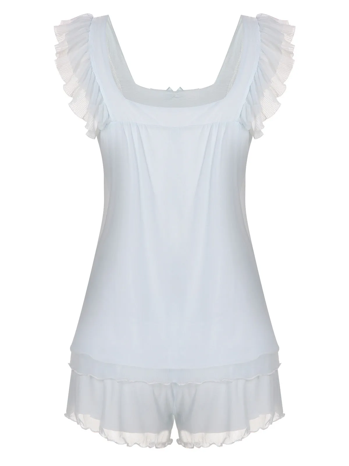 Light Blue 1950s Square Collar Pajamas sold by Retro Stage product image thumbnail 2