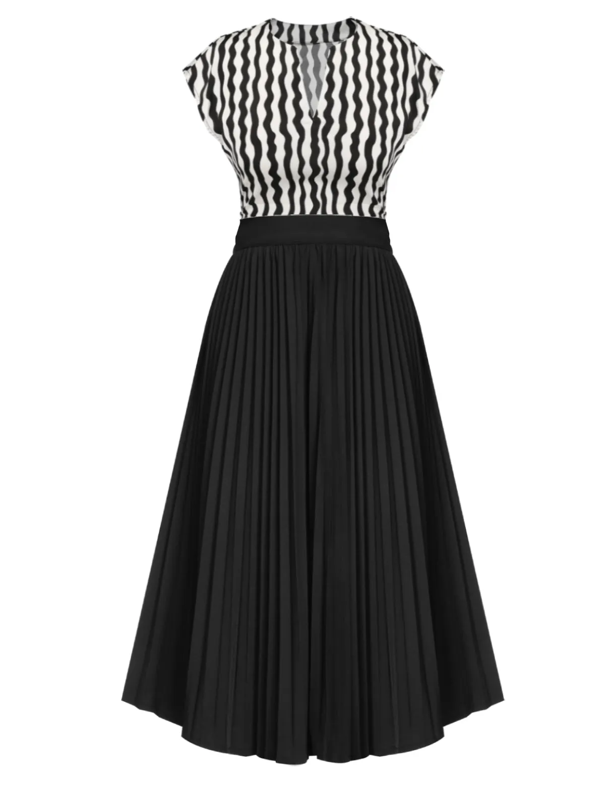 Black & White 1950s Curve Print Blouse sold by Retro Stage product image thumbnail 2