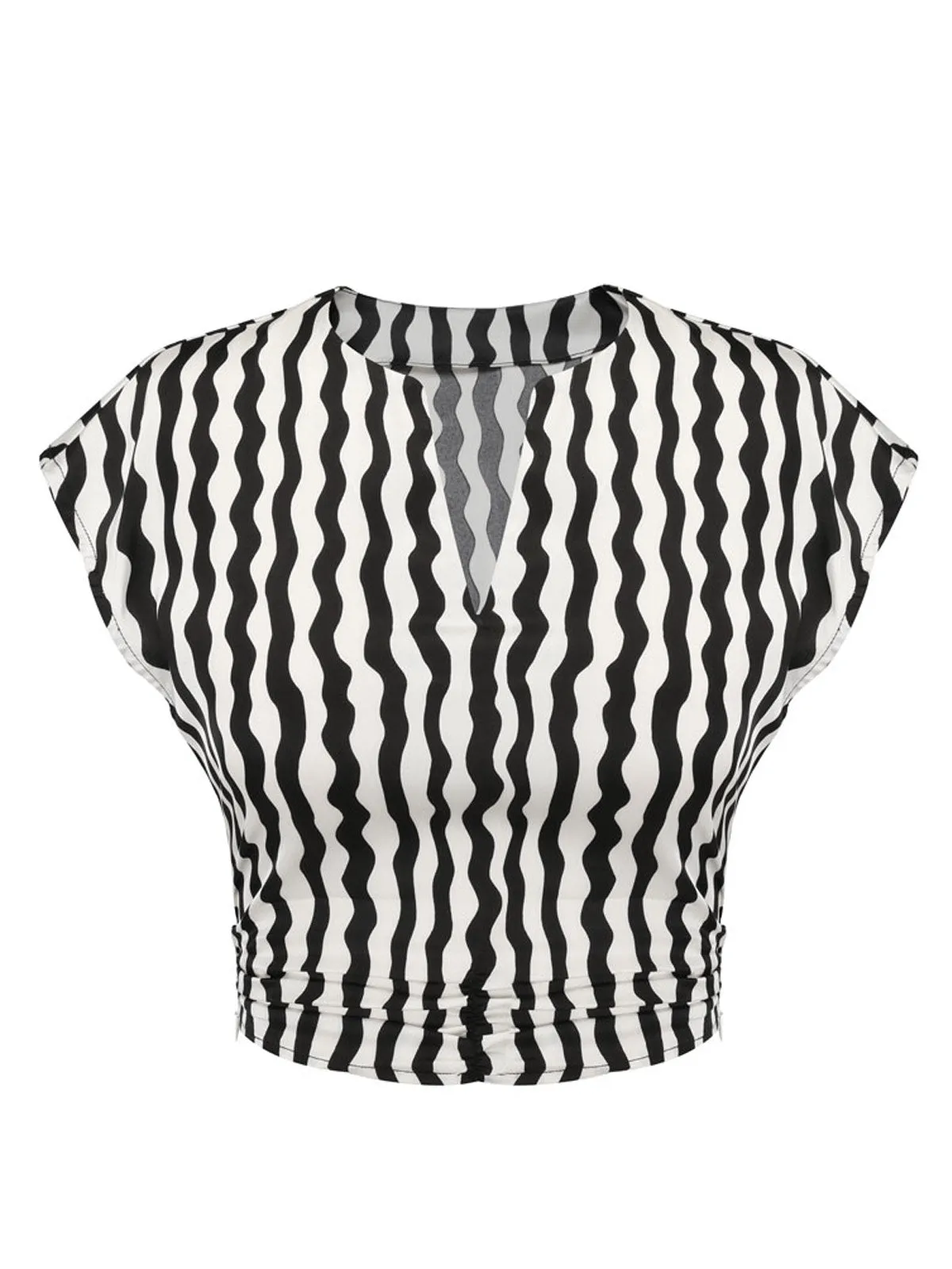 Black & White 1950s Curve Print Blouse sold by Retro Stage product image thumbnail 3
