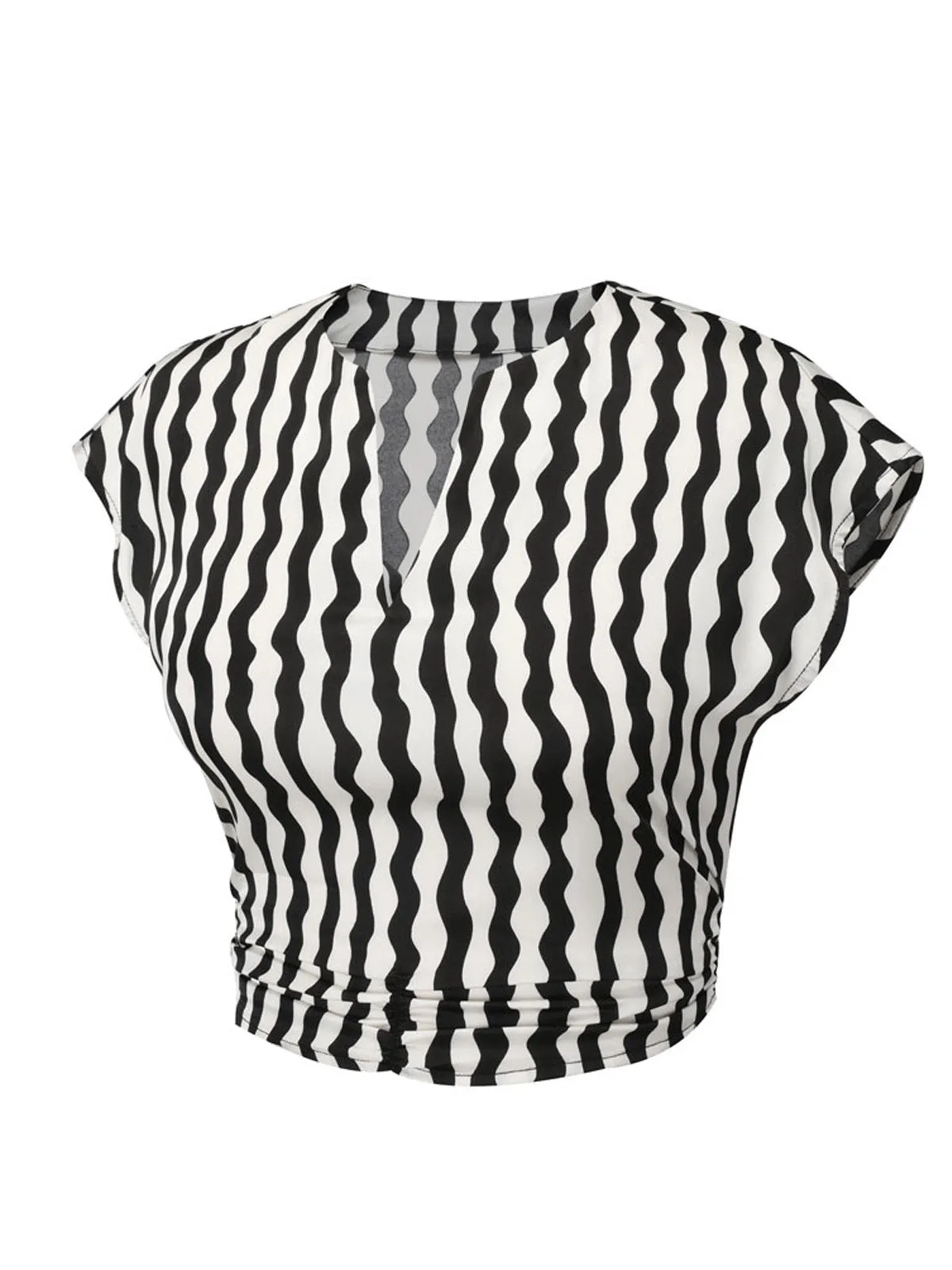 Black & White 1950s Curve Print Blouse sold by Retro Stage product image thumbnail 4