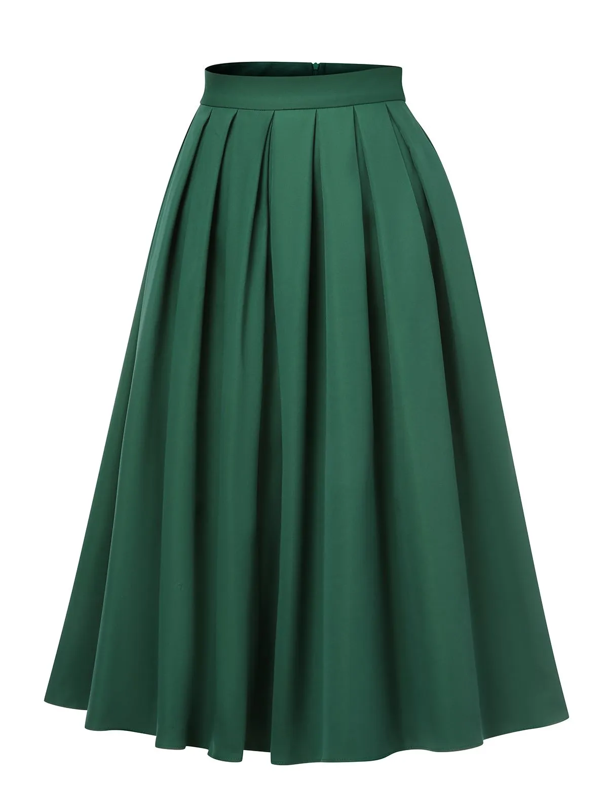 Green 1950s Solid Pleated Skirts sold by Retro Stage product image thumbnail 4