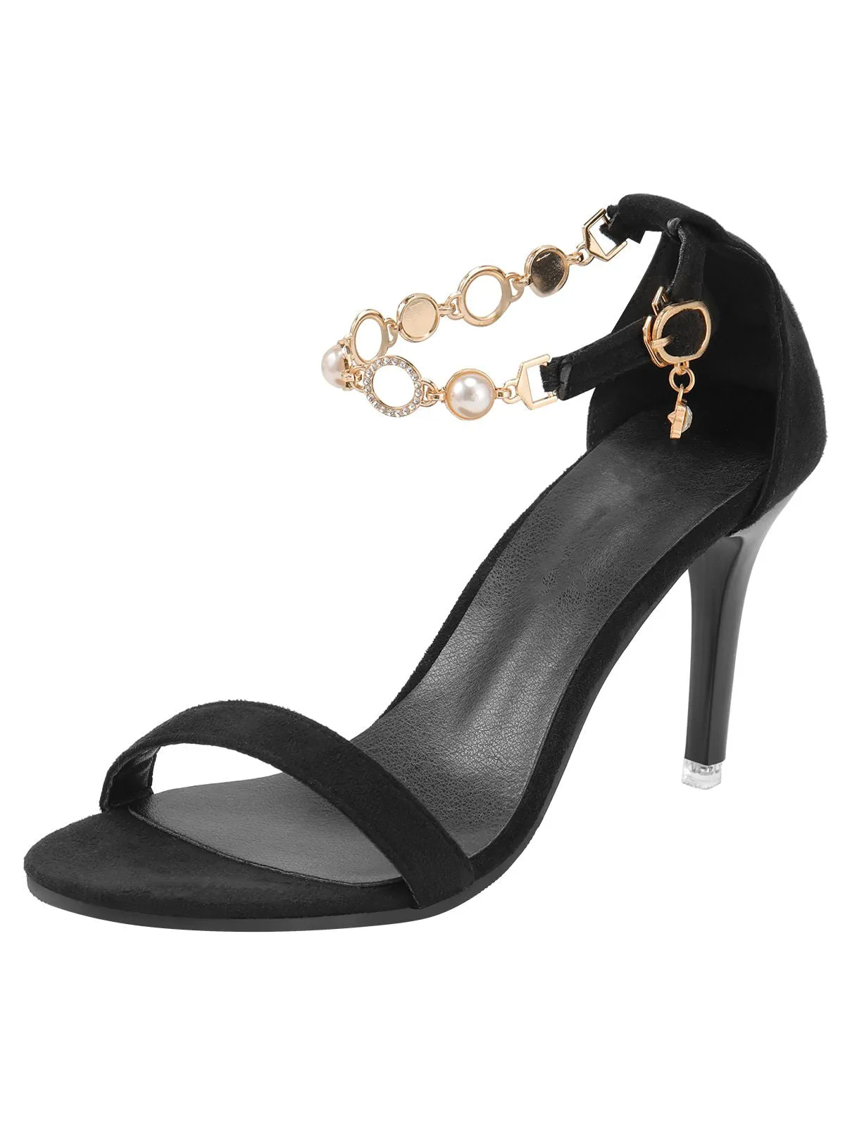 Black Pearl Chain Metal Point Toe Cone Heels sold by Retro Stage product image thumbnail 3