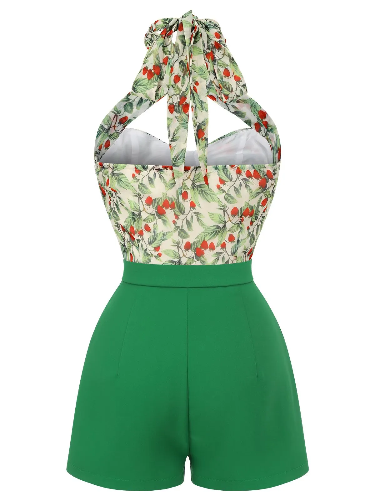 Green 1950s Strawberry Halter Romper sold by Retro Stage product image thumbnail 4