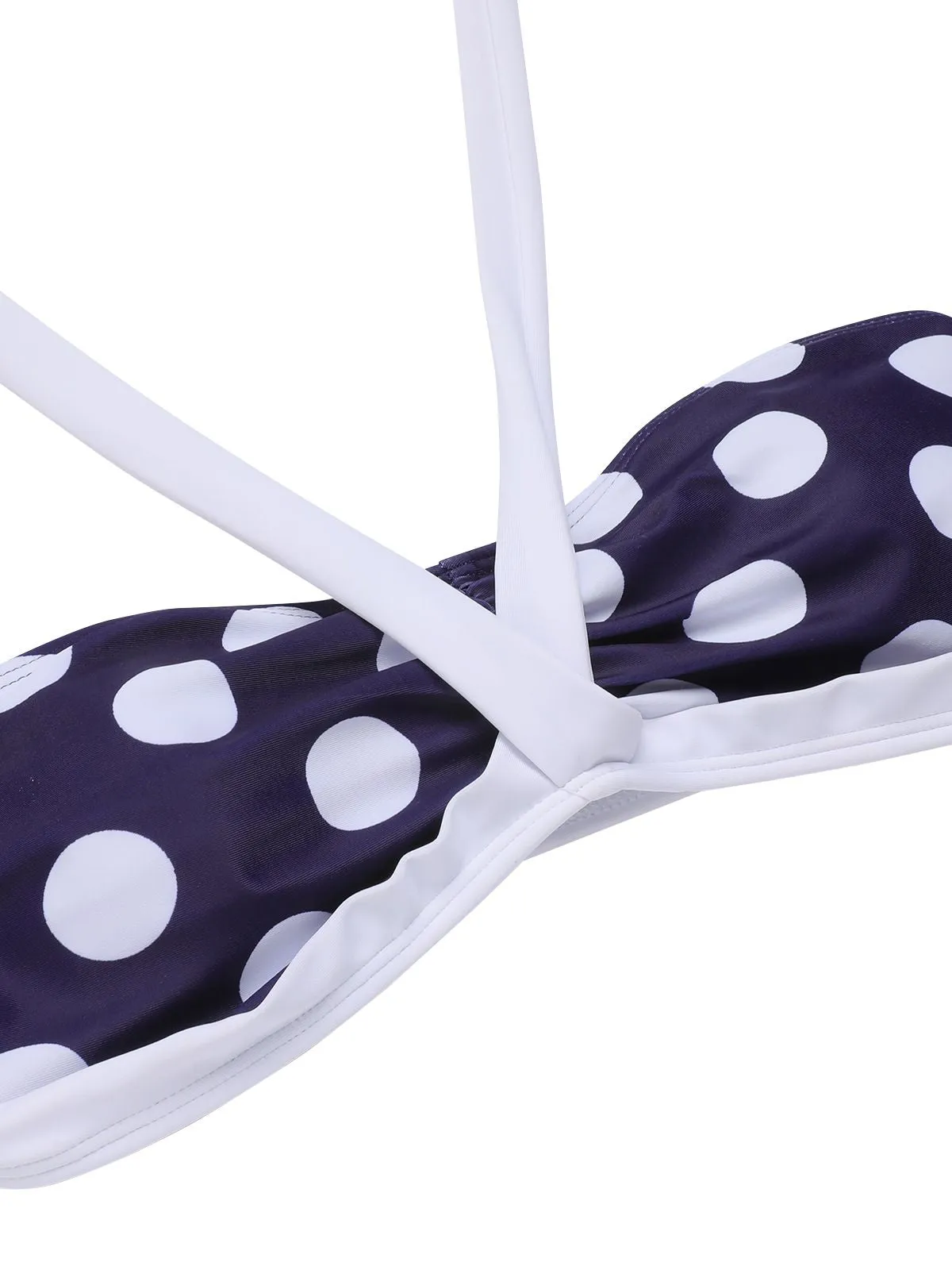 Navy Blue 1940s Polka Dot Halter Swimsuit sold by Retro Stage product image thumbnail 5