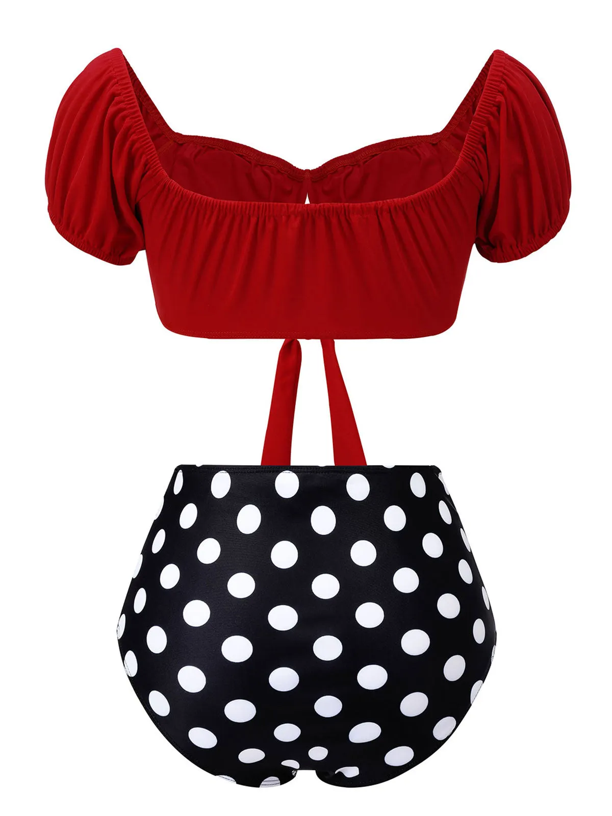 1950s Red & Black Polka Dot Halter Swimsuit sold by Retro Stage product image thumbnail 4