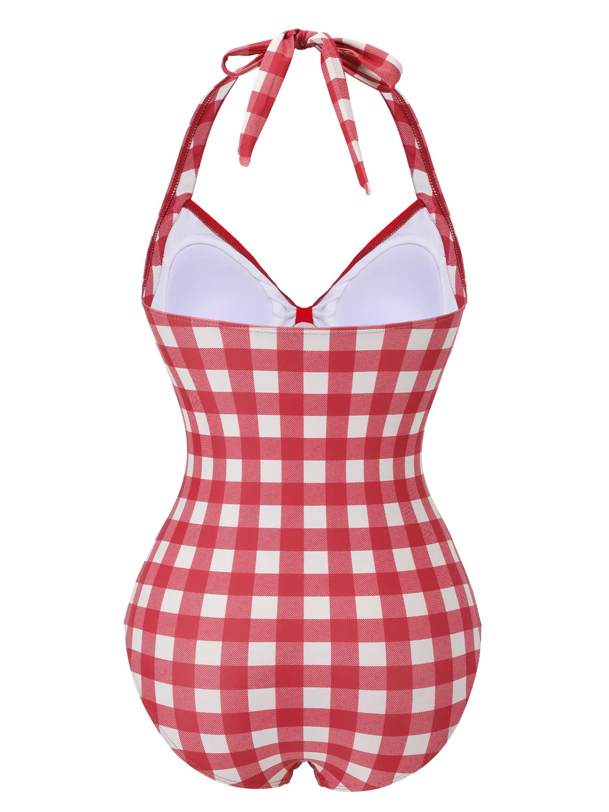 Red 1950s Plaids Added Bowknot Swimsuit sold by Retro Stage product image thumbnail 4