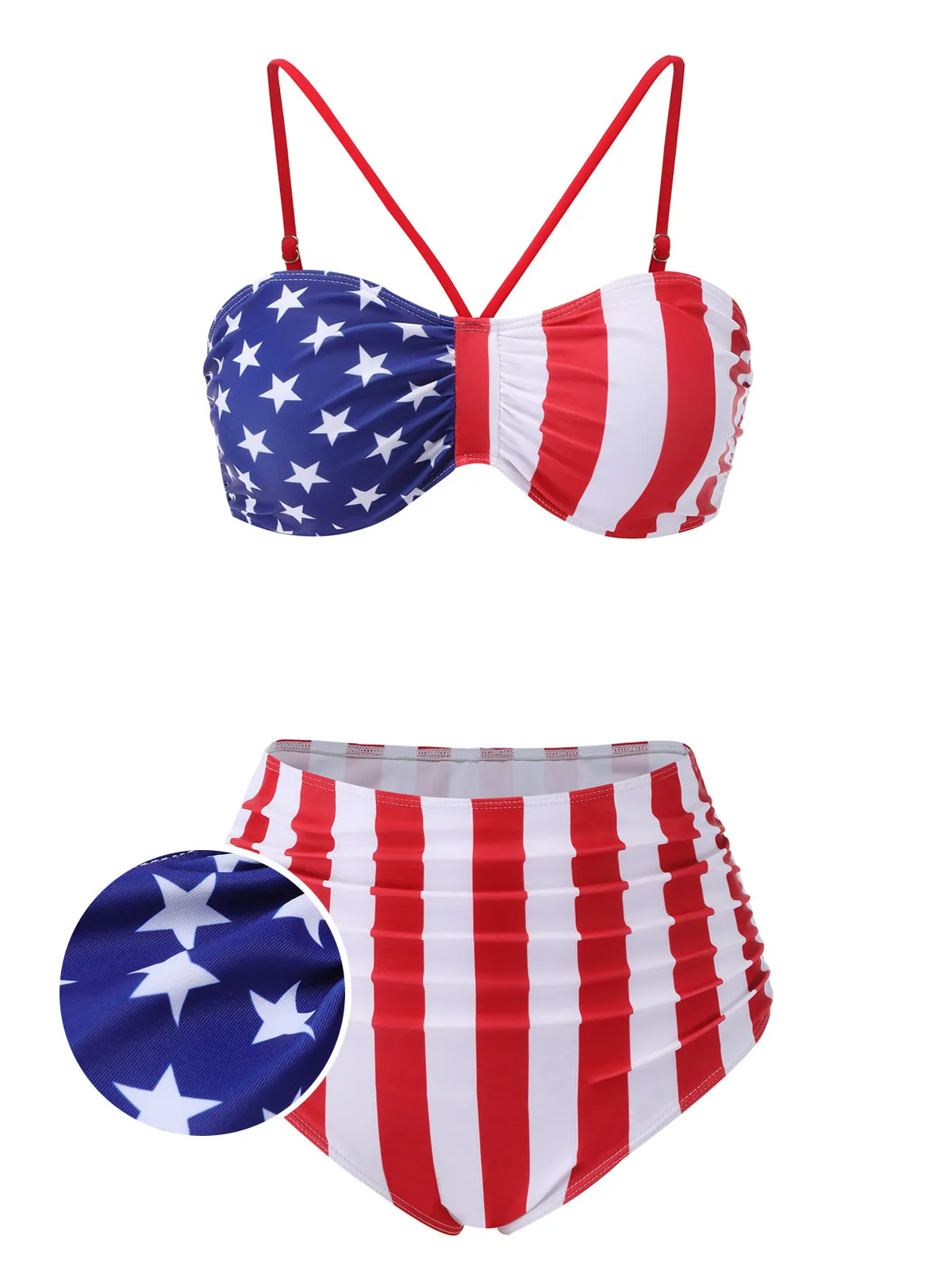 1940s Flag Independence Day Patchwork Swimsuit sold by Retro Stage