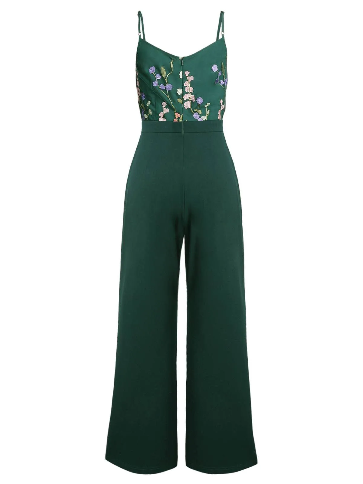 Green 1930s 3D Floral Strap Patchwork Jumpsuit sold by Retro Stage product image thumbnail 5