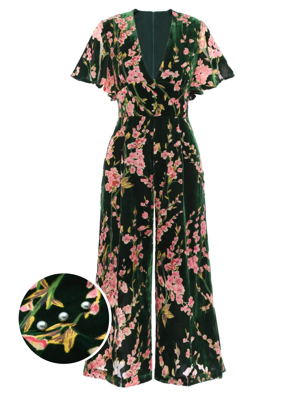 Green 1930s Velvet Vintage Jumpsuit sold by Retro Stage product image thumbnail 2