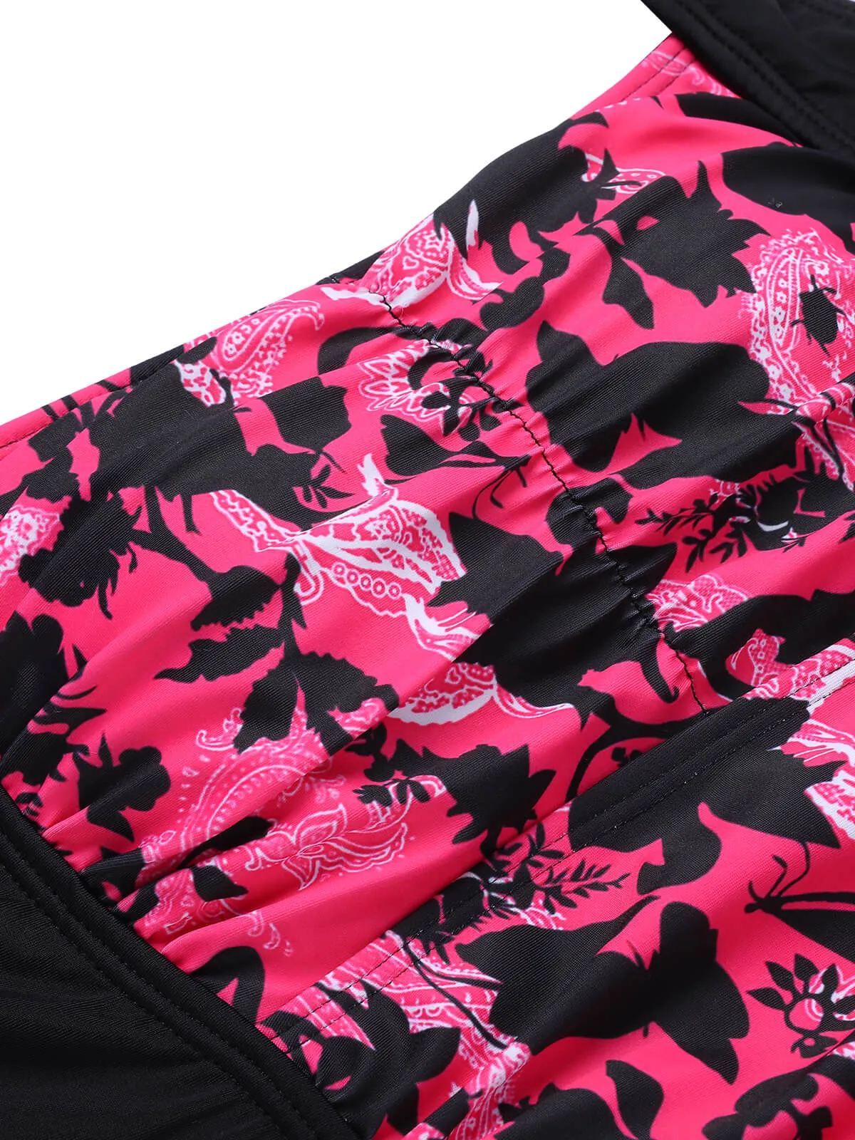 Black & Pink 1950s Floral Halter Swimsuit sold by Retro Stage product image thumbnail 5