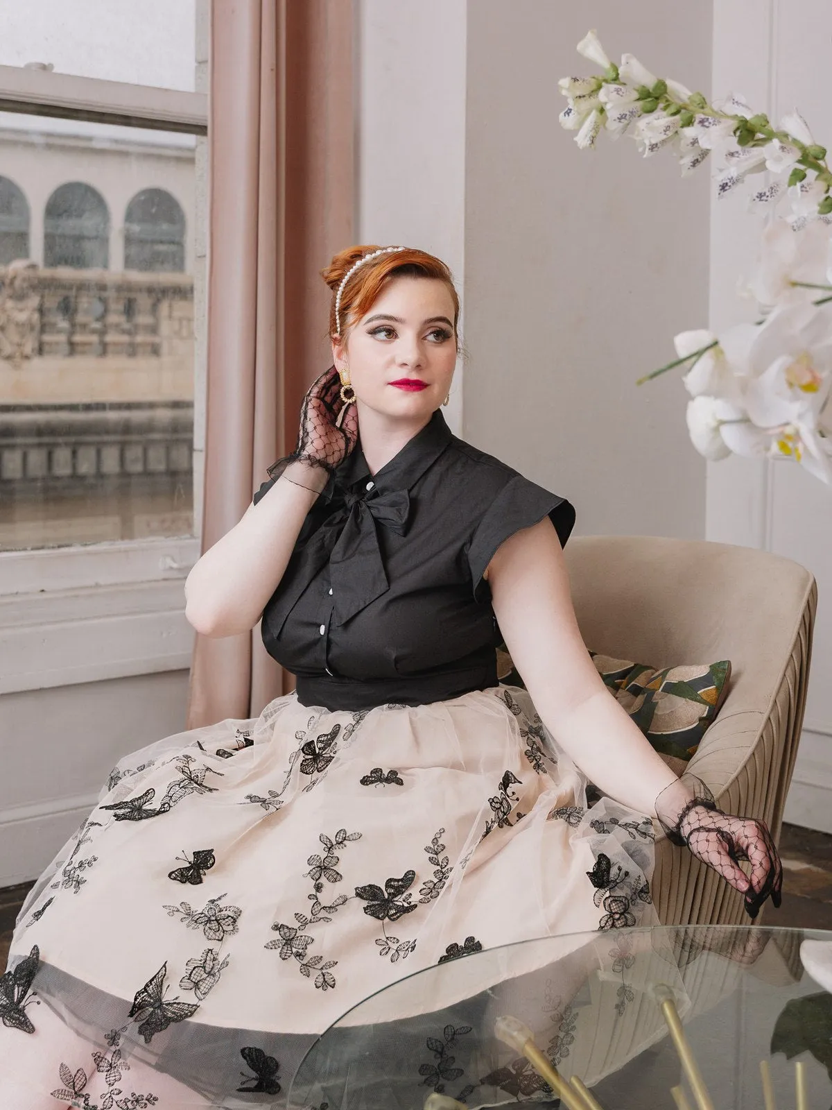 Black 1950s Butterfly Patchwork Vintage Dress sold by Retro Stage product image thumbnail 2