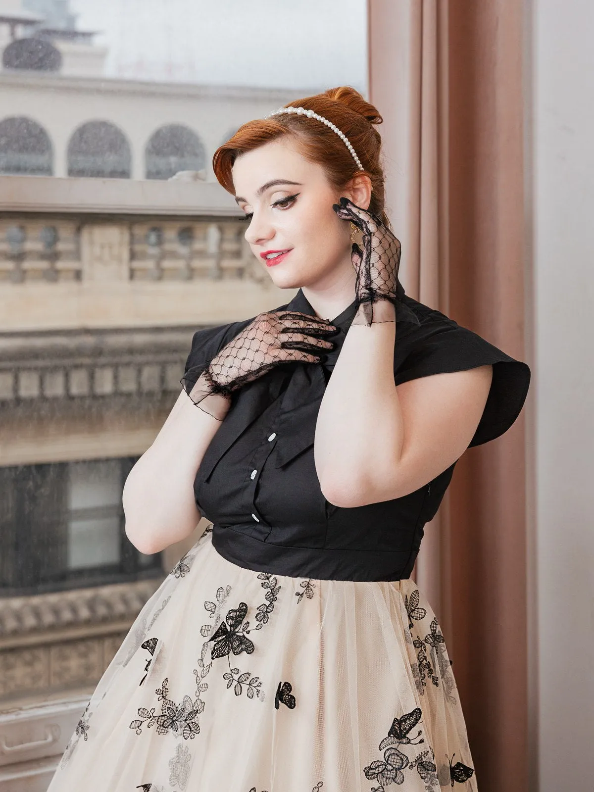 Black 1950s Butterfly Patchwork Vintage Dress sold by Retro Stage product image thumbnail 4