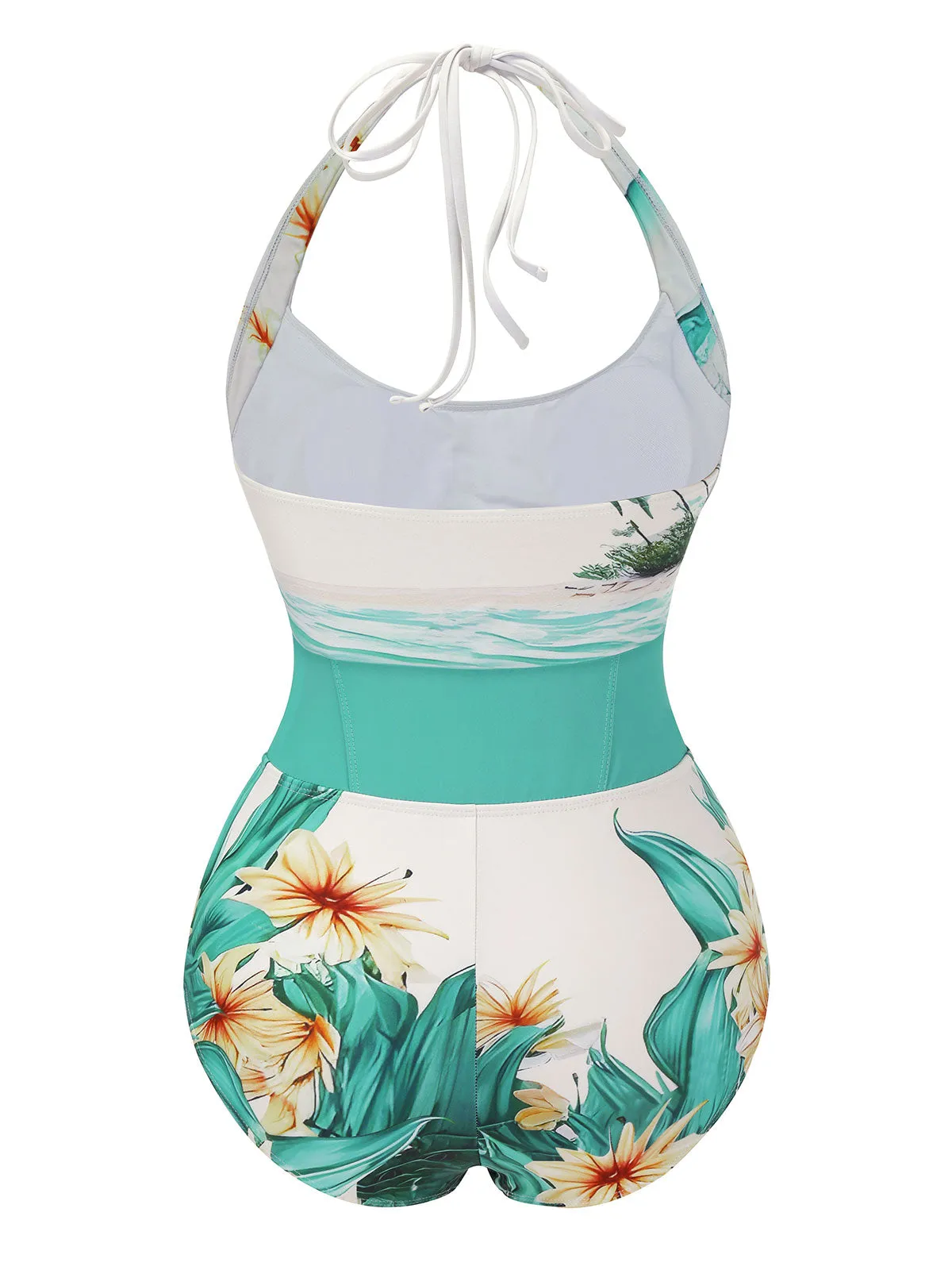 1950s Coconut Tree & Beach Patchwork Swimsuit sold by Retro Stage product image thumbnail 4