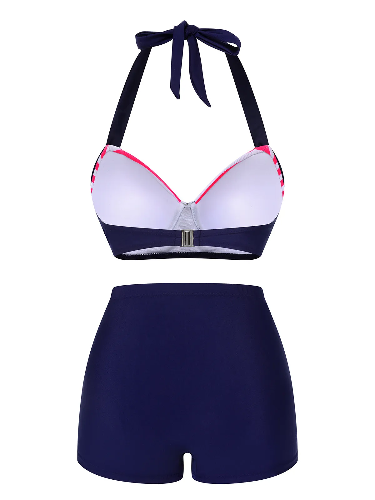 Pink & Blue 1950s Striped Halter Swimsuit sold by Retro Stage product image thumbnail 4