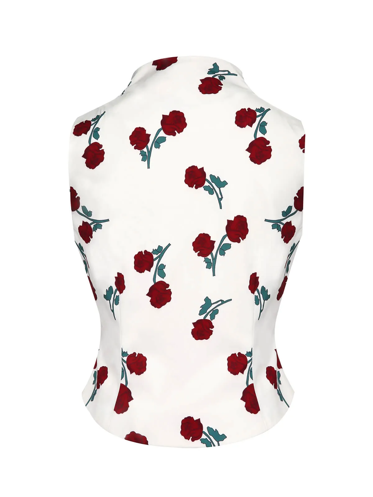 White 1950s Roses Vintage Sleeveless Top sold by Retro Stage product image thumbnail 4