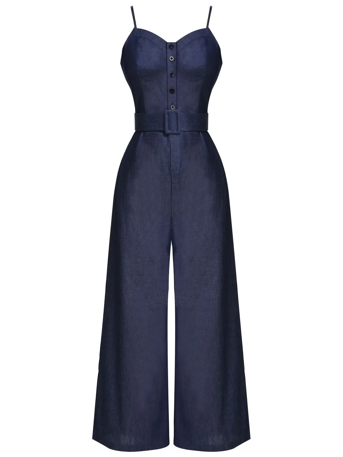 Navy Blue 1930s Cowboy Solid Strap Jumpsuit sold by Retro Stage product image thumbnail 3