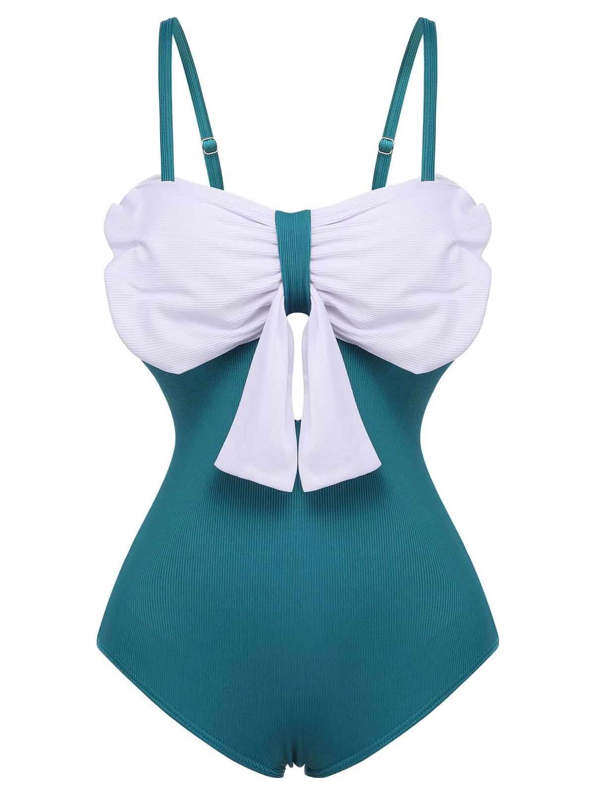 2PCS Blue 1930s Bow Strap Swimsuit & Skirt sold by Retro Stage product image thumbnail 3