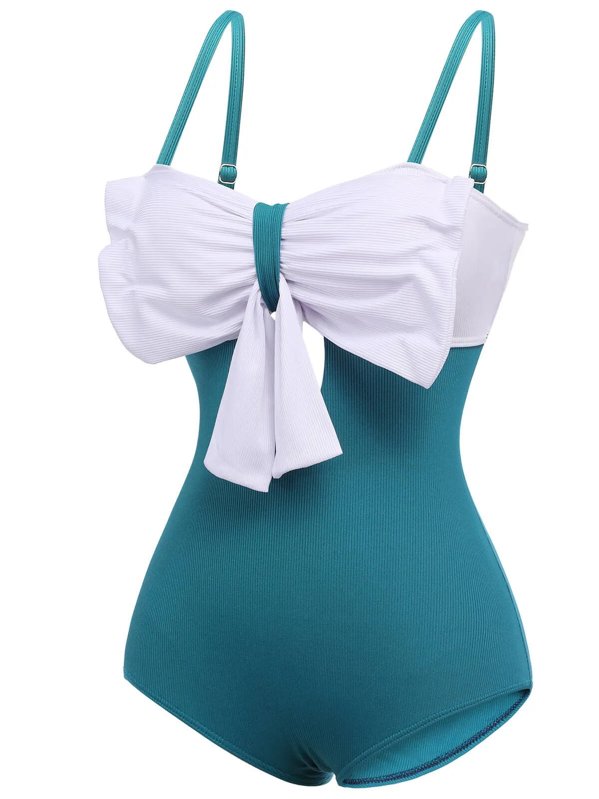 2PCS Blue 1930s Bow Strap Swimsuit & Skirt sold by Retro Stage product image thumbnail 4