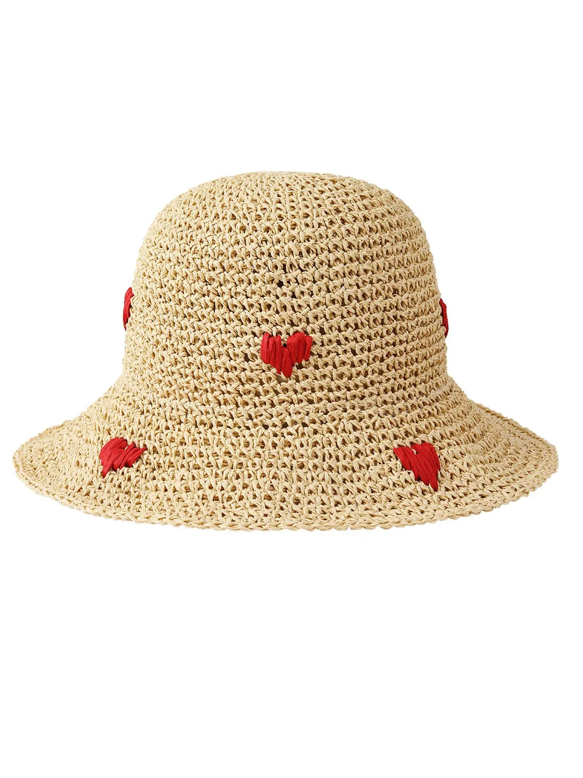 Beige Retro Heart Straw Sun Hat sold by Retro Stage
