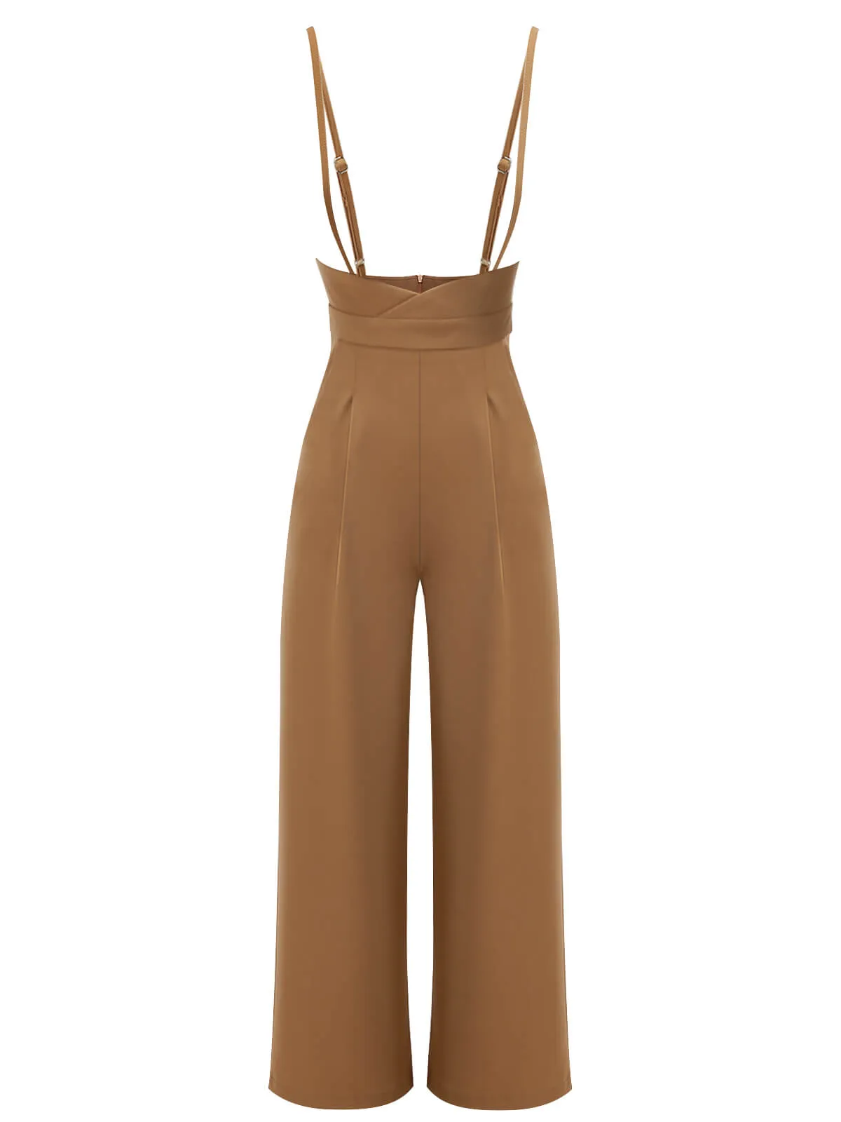 Coffee 1930s Solid Suspender Jumpsuit sold by Retro Stage