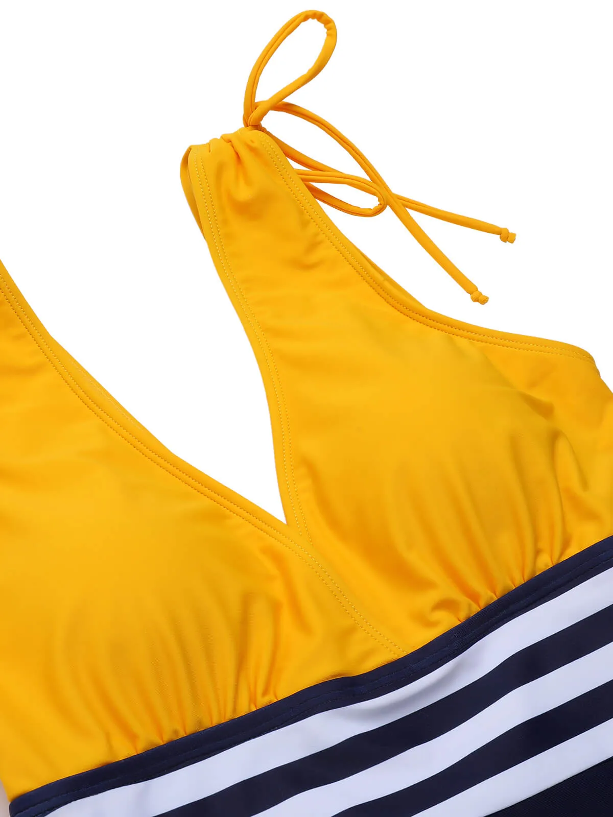 Yellow & Blue 1950s Striped Lace-Up Swimsuit sold by Retro Stage product image thumbnail 5