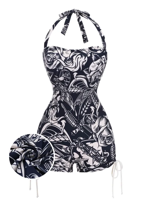 1940s Dark Comics Halter Swimsuit sold by Retro Stage