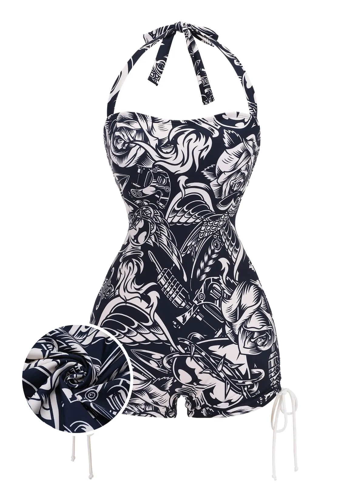 1940s Dark Comics Halter Swimsuit sold by Retro Stage
