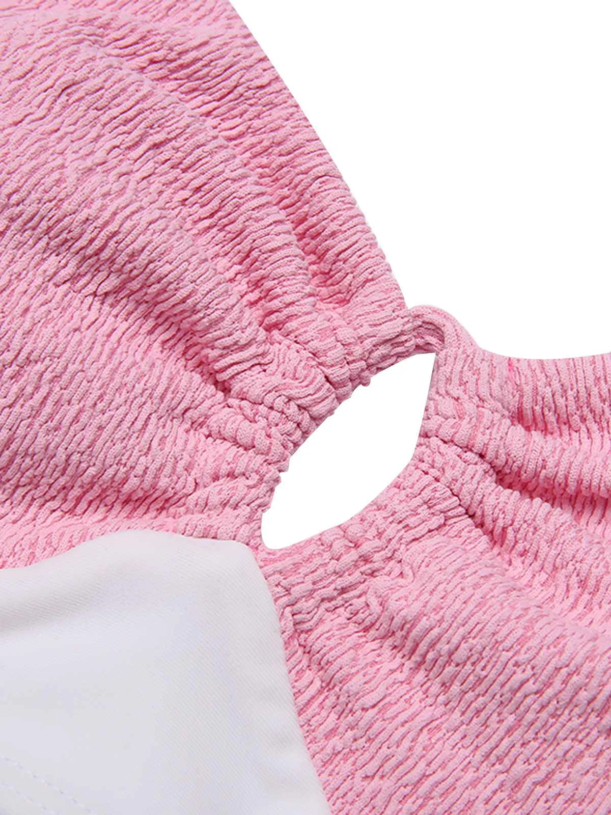 Pink 1940s Patchwork Lace-Up Halter Swimsuit sold by Retro Stage product image thumbnail 5