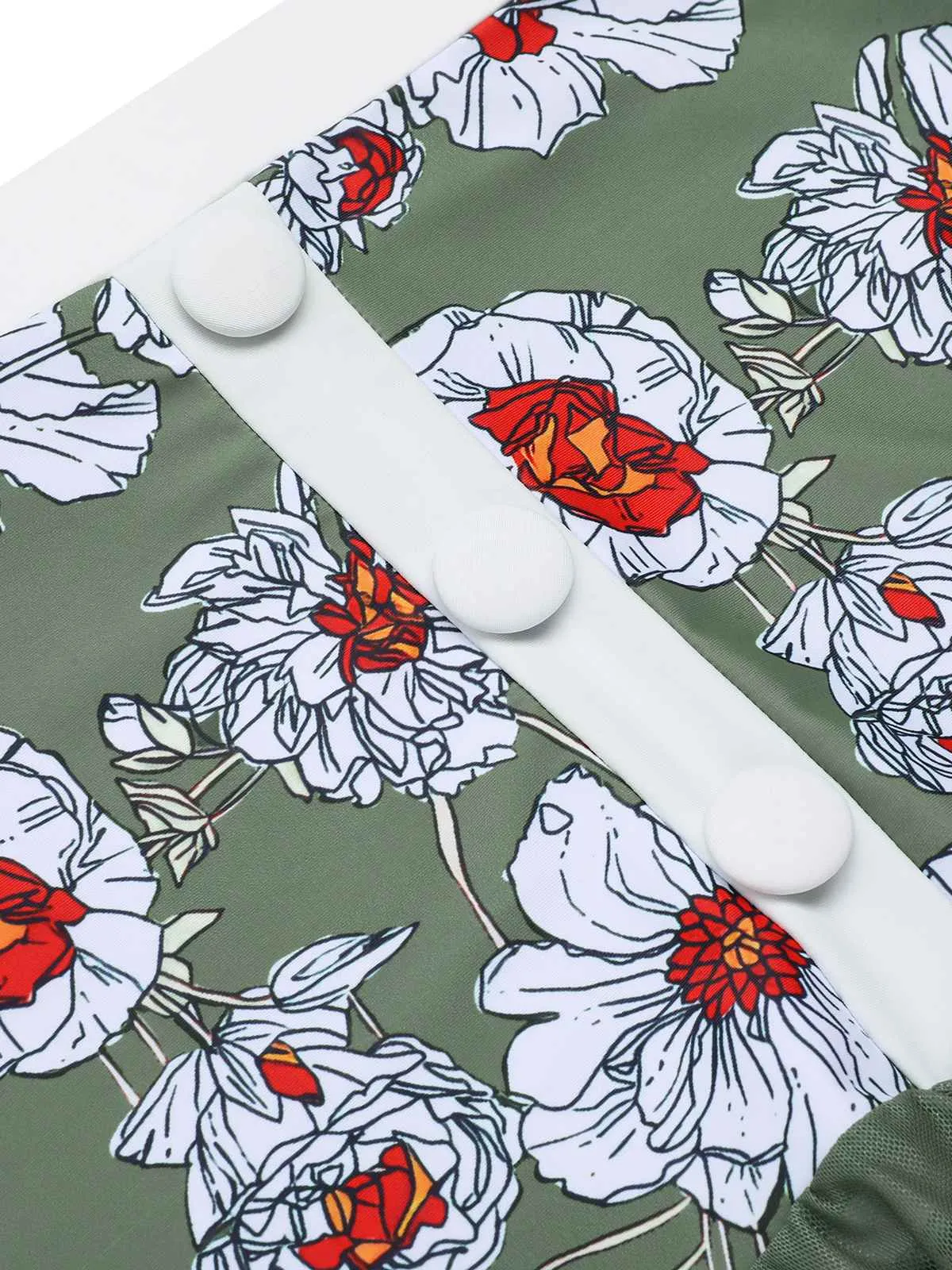 Green 1940s Floral Halter One-Piece Swimsuit sold by Retro Stage product image thumbnail 5