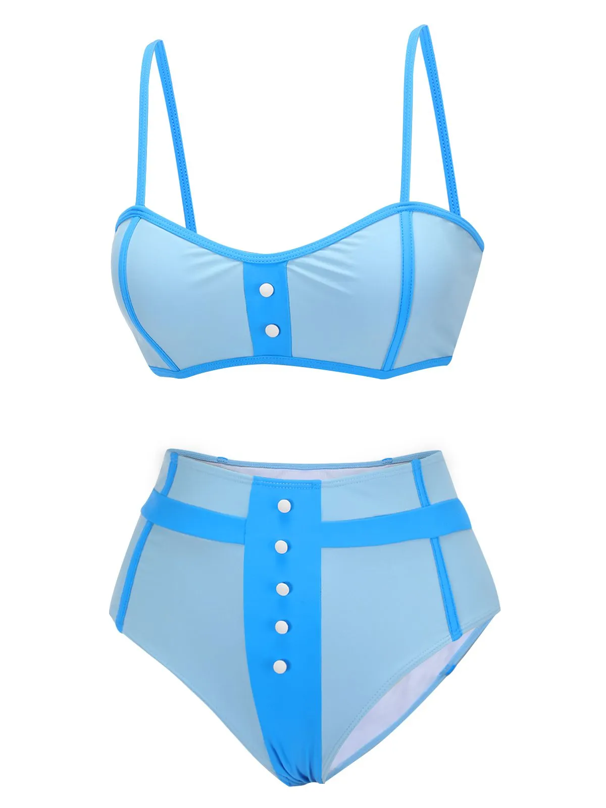 Blue 1950s Button Patchwork Swimsuit sold by Retro Stage product image thumbnail 4