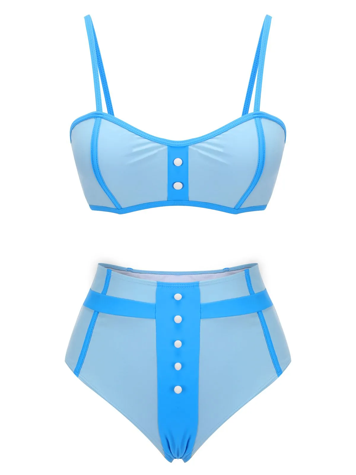 Blue 1950s Button Patchwork Swimsuit sold by Retro Stage product image thumbnail 2