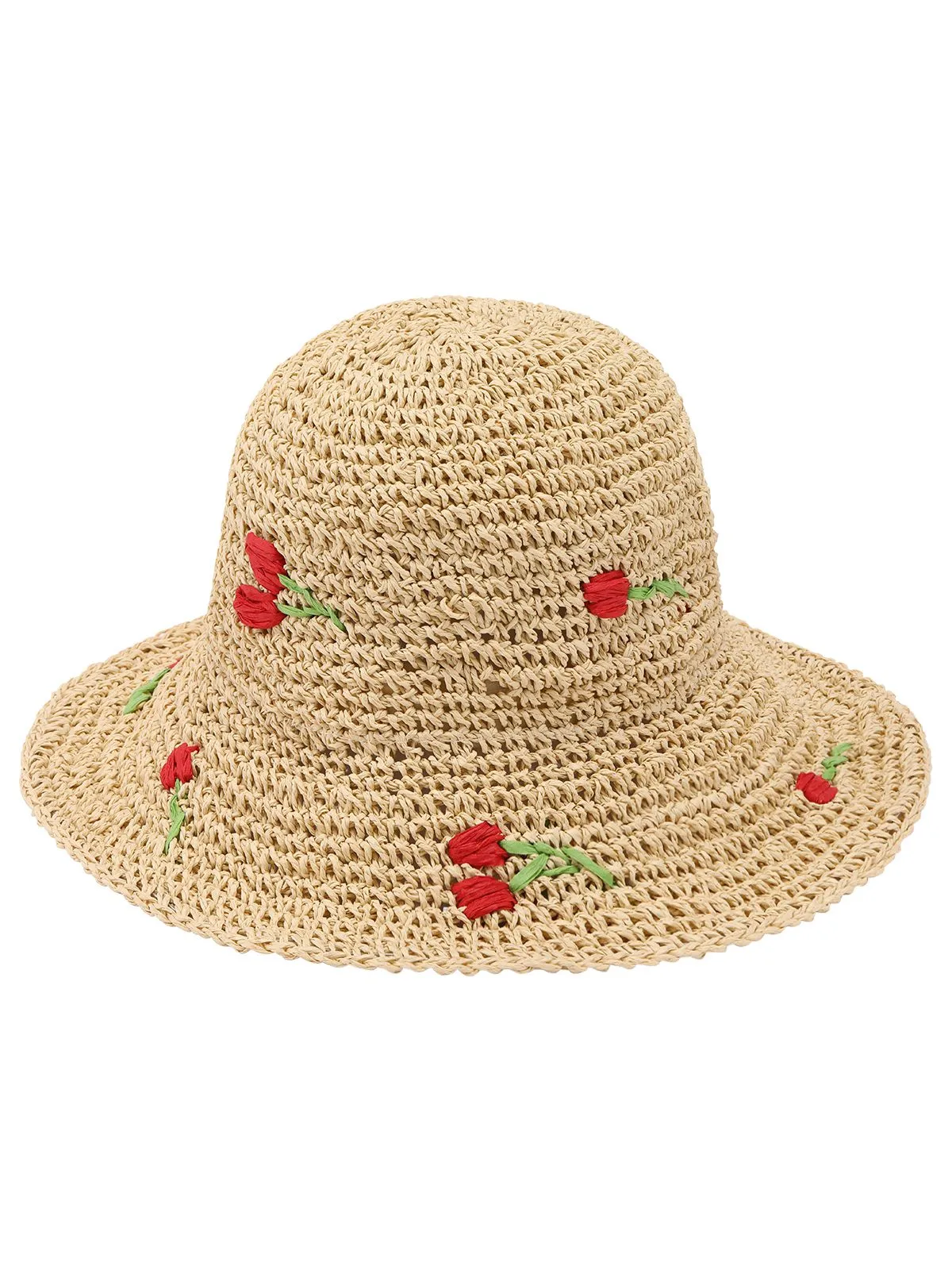 Beige Retro Rose Straw Sun Hat sold by Retro Stage