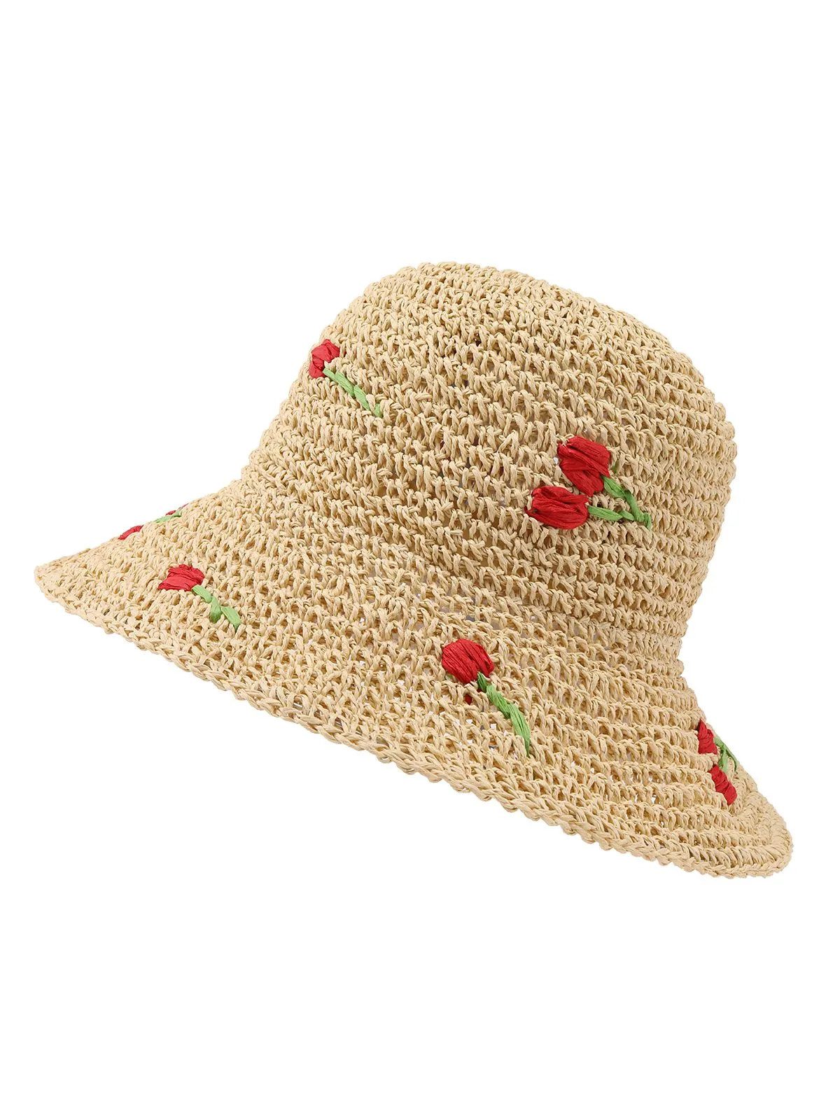Beige Retro Rose Straw Sun Hat sold by Retro Stage product image thumbnail 2