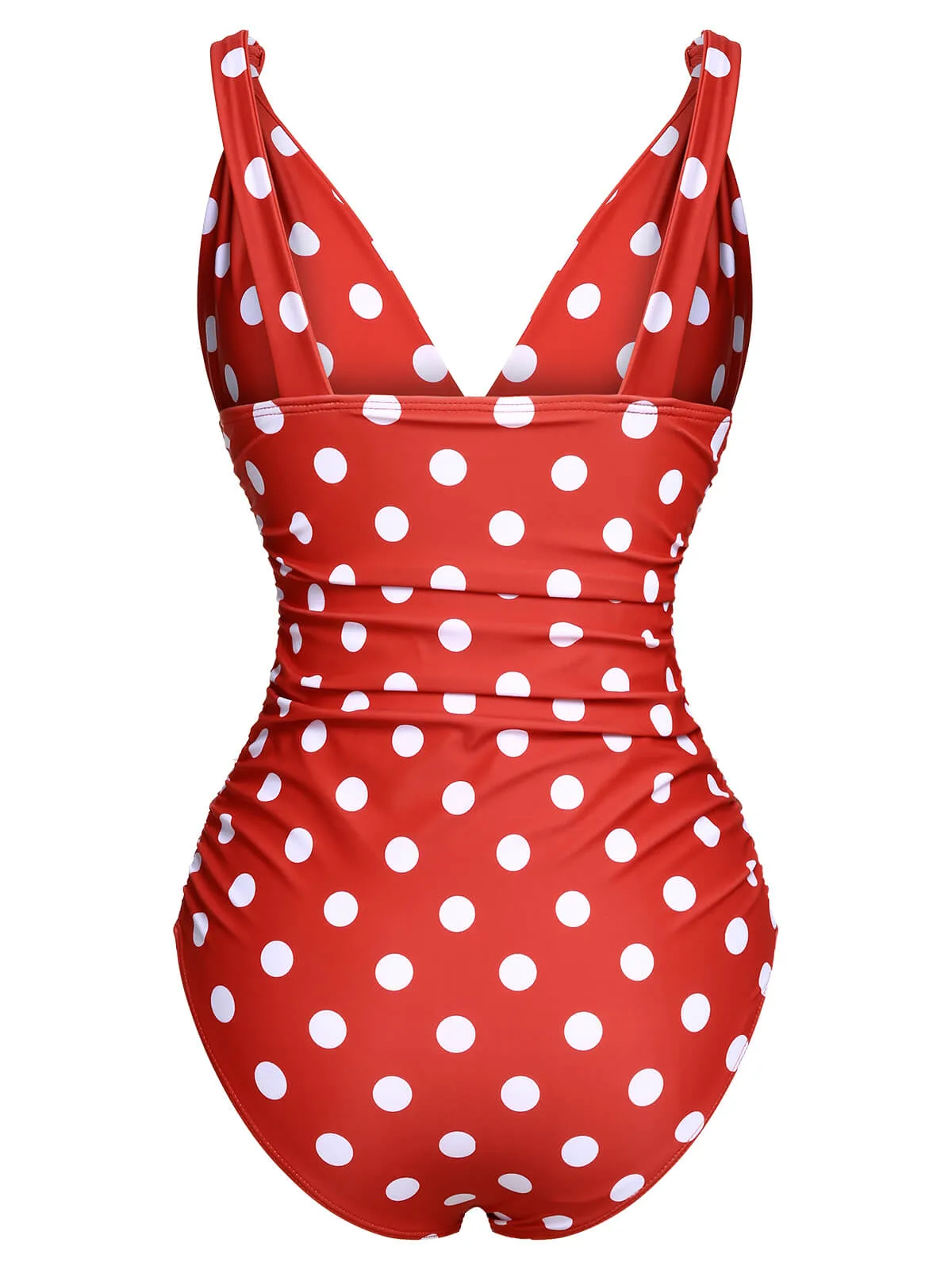Red 1930s Polka Dot V-Neck Swimsuit sold by Retro Stage product image thumbnail 4