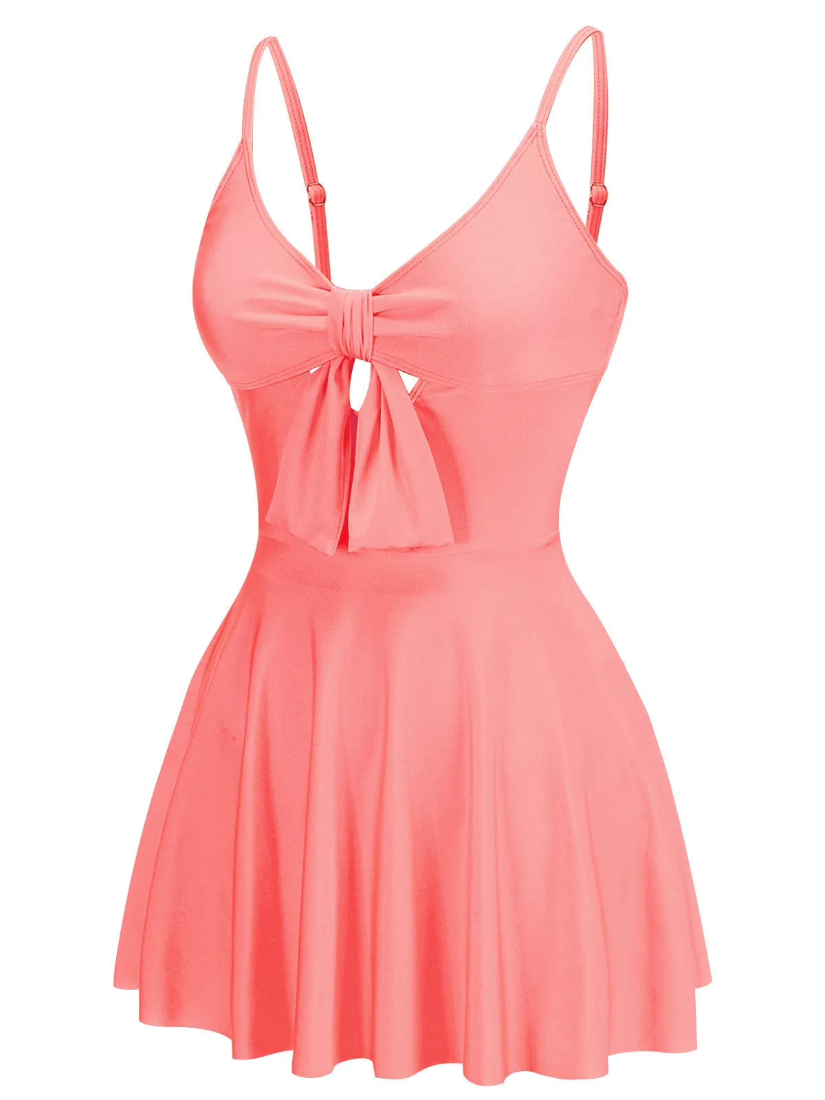 Pink 1940s Bow Strap One-piece Swimsuit sold by Retro Stage product image thumbnail 3
