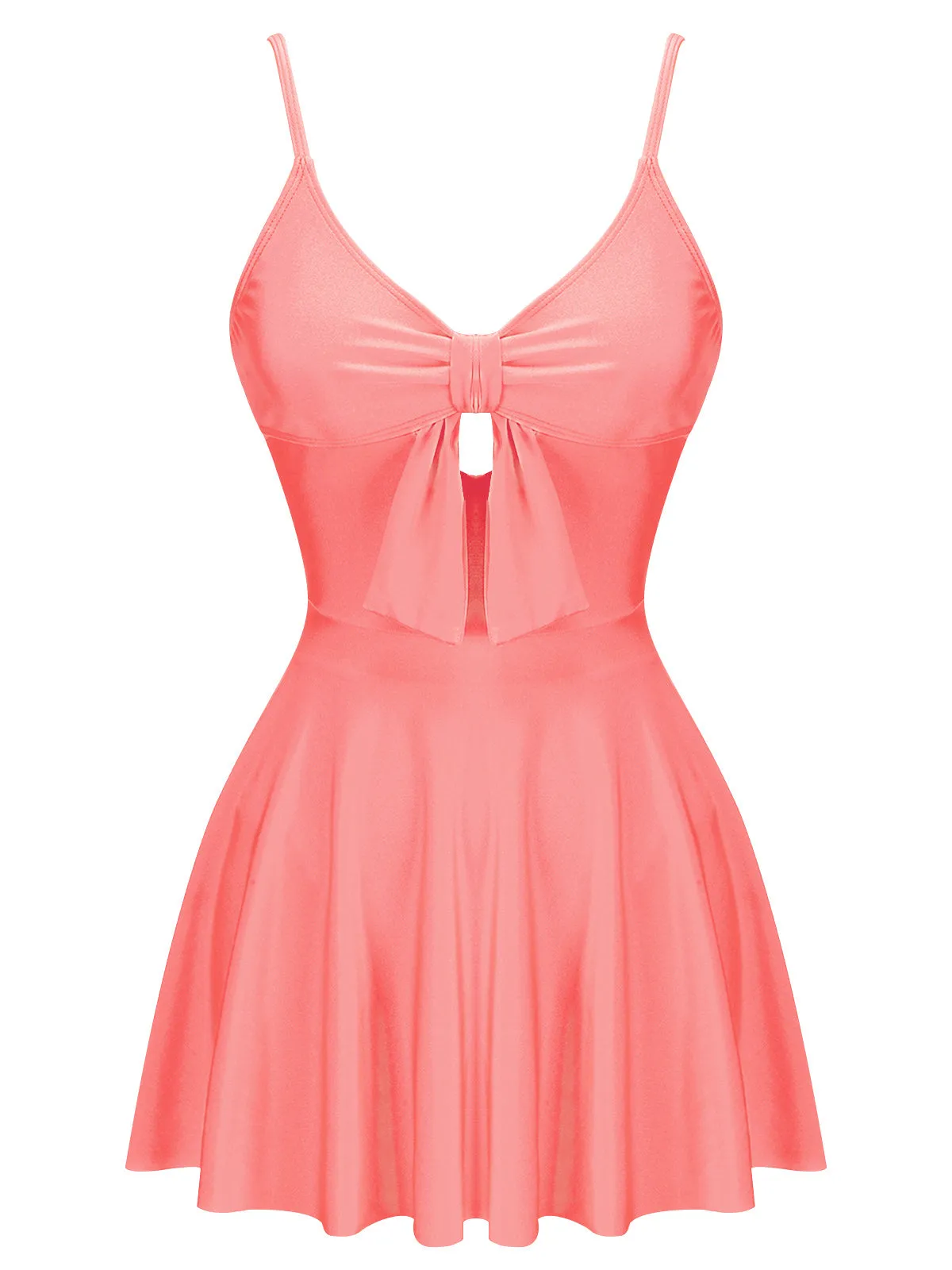 Pink 1940s Bow Strap One-piece Swimsuit sold by Retro Stage product image thumbnail 2