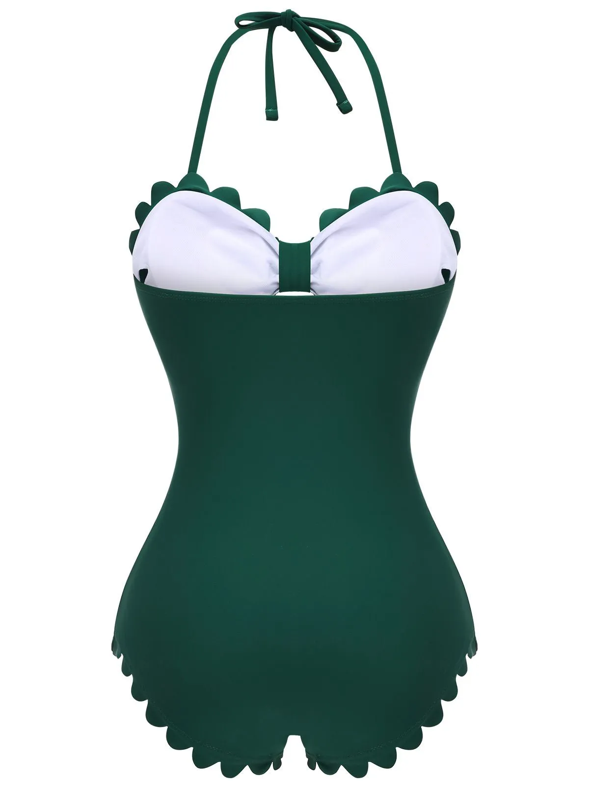 Dark Green 1940s Solid Halter One-piece Swimsuit sold by Retro Stage product image thumbnail 4
