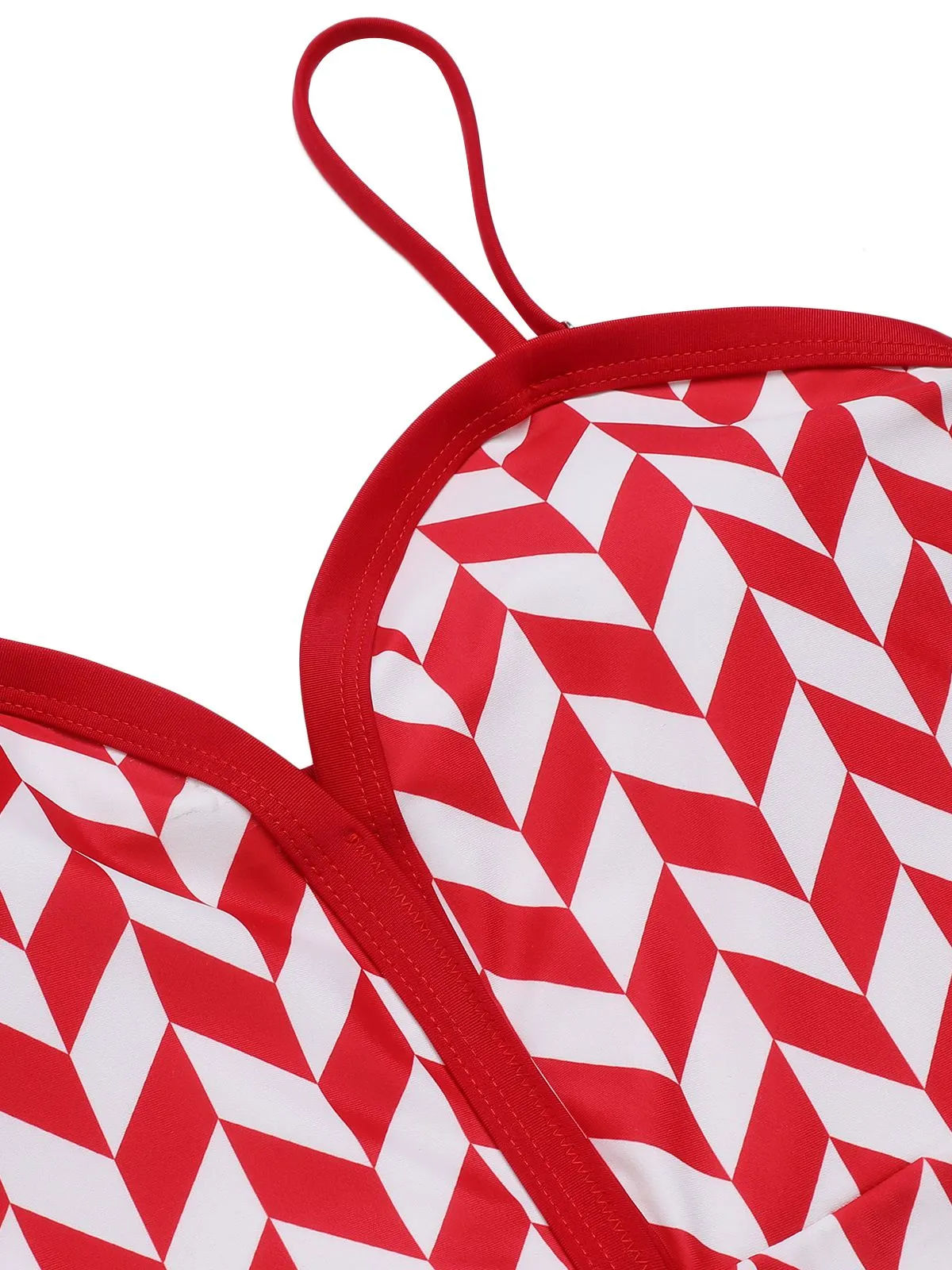 Red 1950s Diamond Plaid Heart Collar Swimsuit sold by Retro Stage product image thumbnail 5