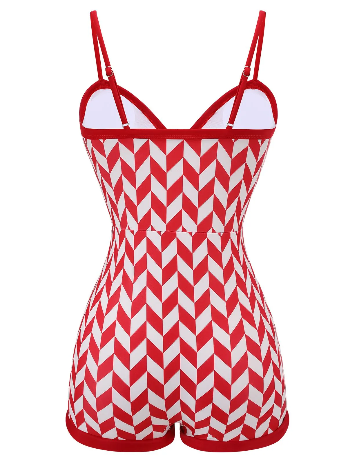 Red 1950s Diamond Plaid Heart Collar Swimsuit sold by Retro Stage product image thumbnail 4