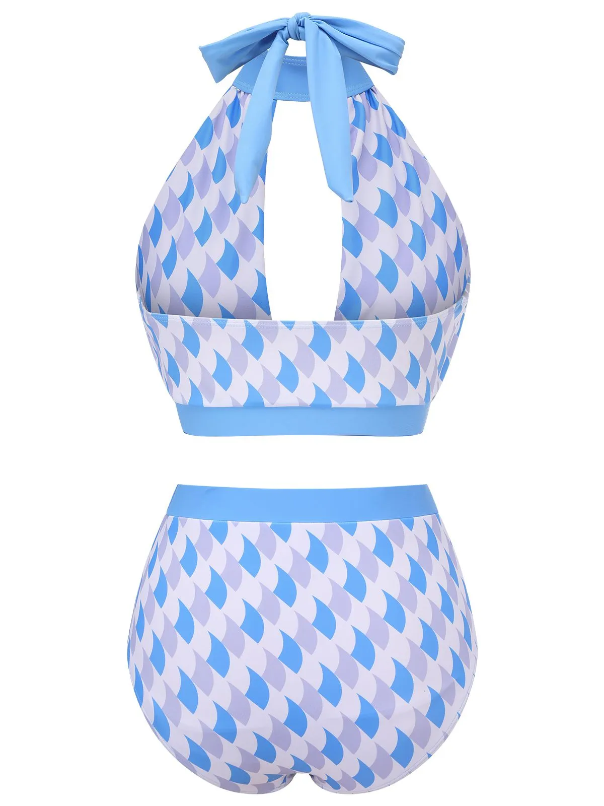 Blue 1940s Hole Collar Halter Swimsuit sold by Retro Stage product image thumbnail 4