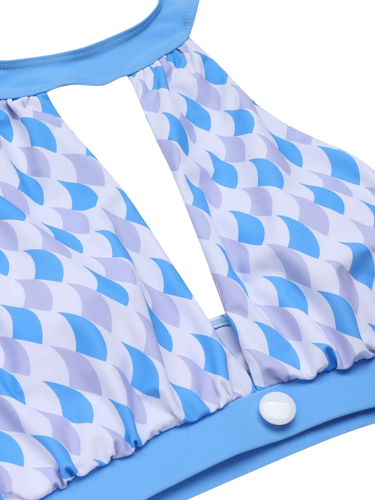 Blue 1940s Hole Collar Halter Swimsuit sold by Retro Stage product image thumbnail 5