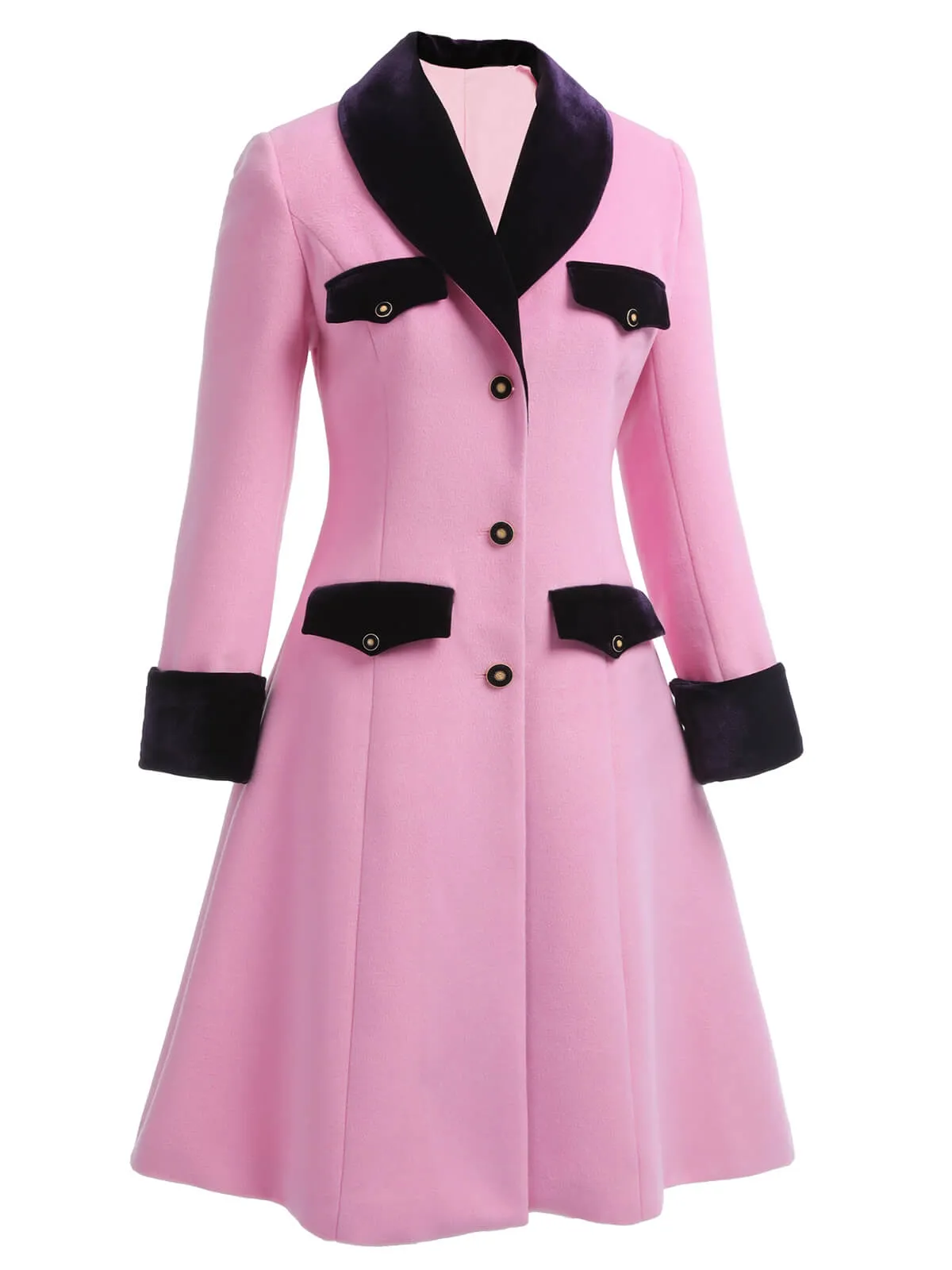 Pink 1930s Velvet Patchwork Button Coat sold by Retro Stage product image thumbnail 4