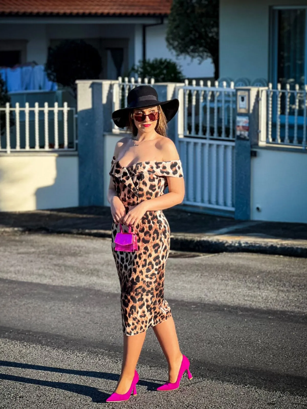 1960s Off-shoulder Leopard Pencil Dress sold by Retro Stage product image thumbnail 2