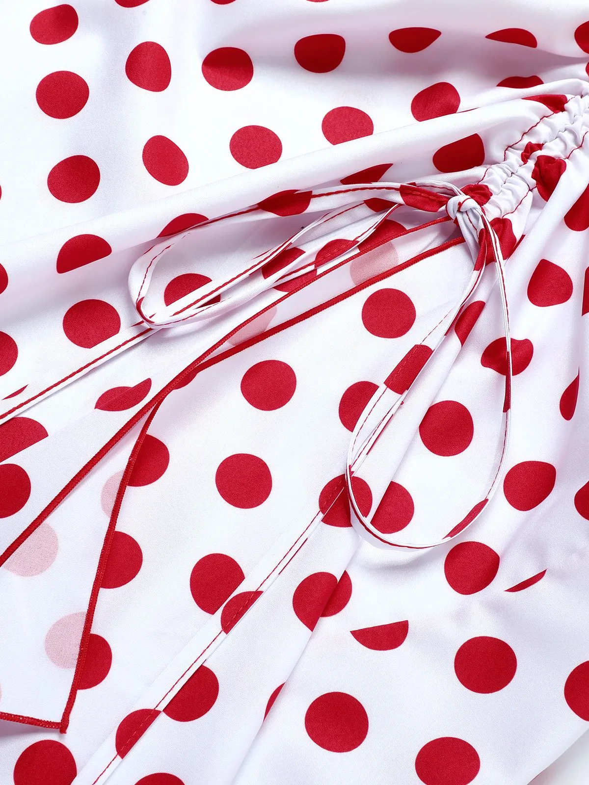 Red 1950s Polka Dot Pleated Swimsuit sold by Retro Stage product image thumbnail 5
