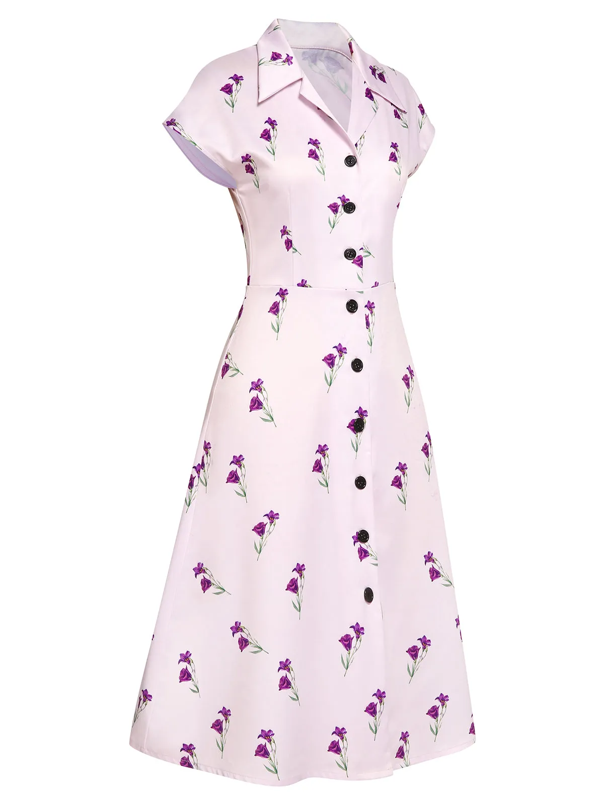 Purple 1940s Petunia Lapel Dress sold by Retro Stage product image thumbnail 3