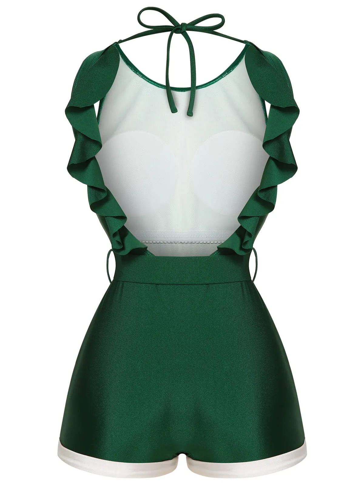 Green 1940s Sleeveless Backless Halter Swimsuit sold by Retro Stage product image thumbnail 4