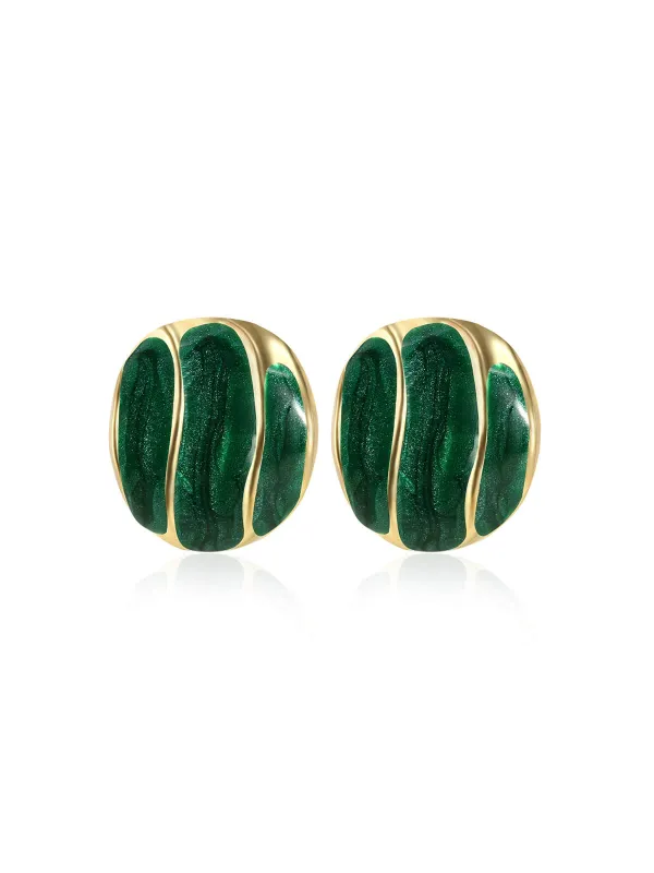 Retro Dark Green Island Oasis Earrings Stud sold by Retro Stage