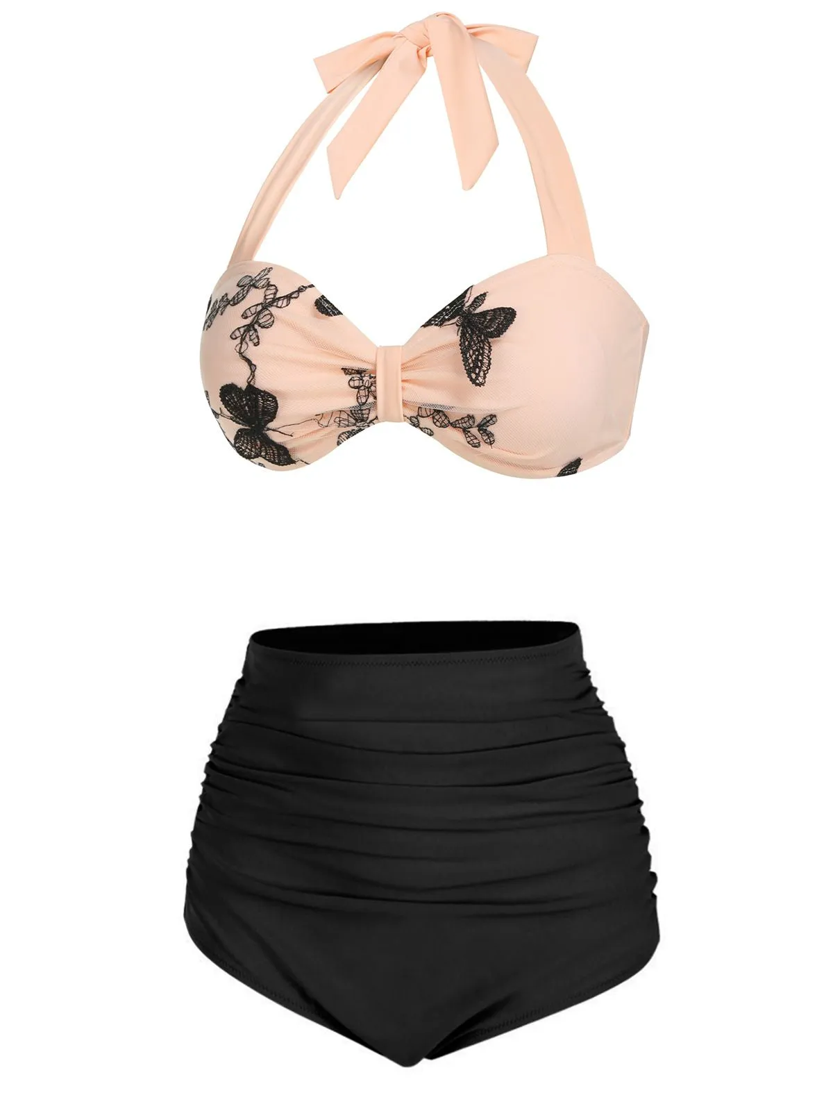 Black 1950s Halter Butterfly Swimsuit sold by Retro Stage product image thumbnail 3