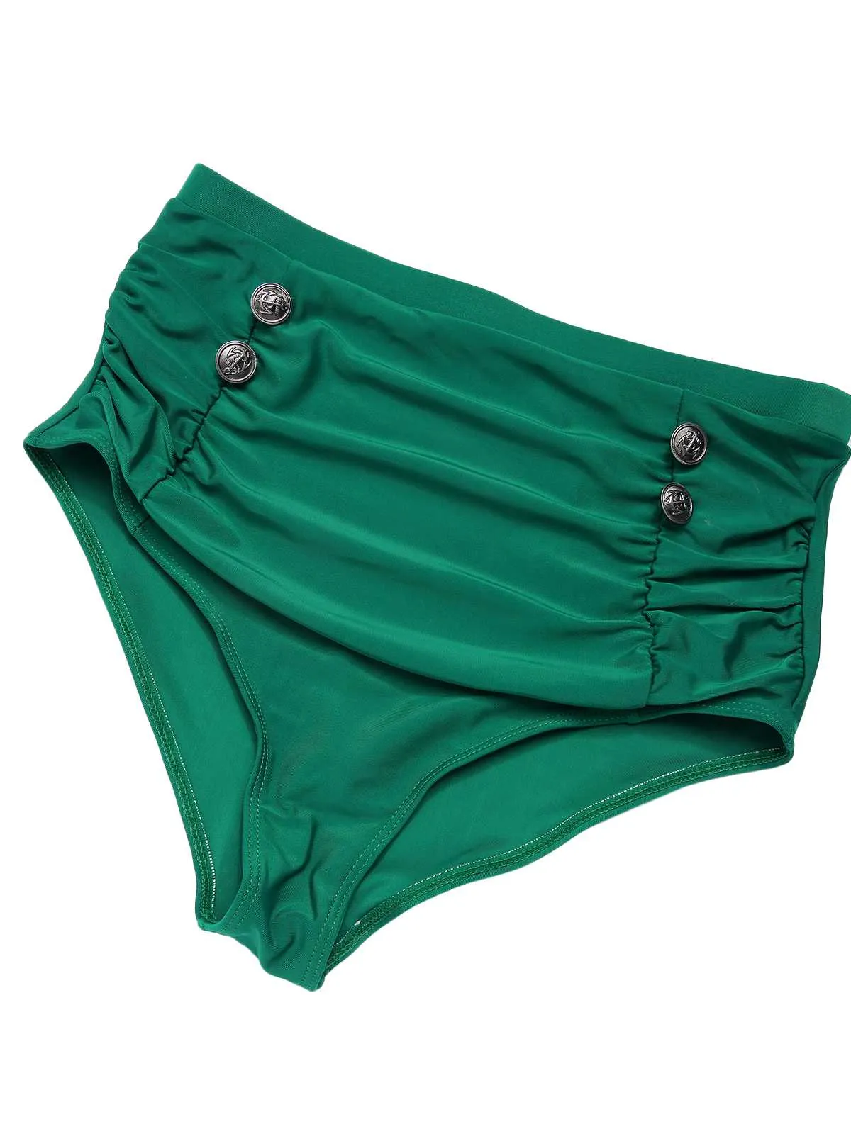 Green 1950s Daisy Strap Pleated Swimsuit sold by Retro Stage product image thumbnail 2