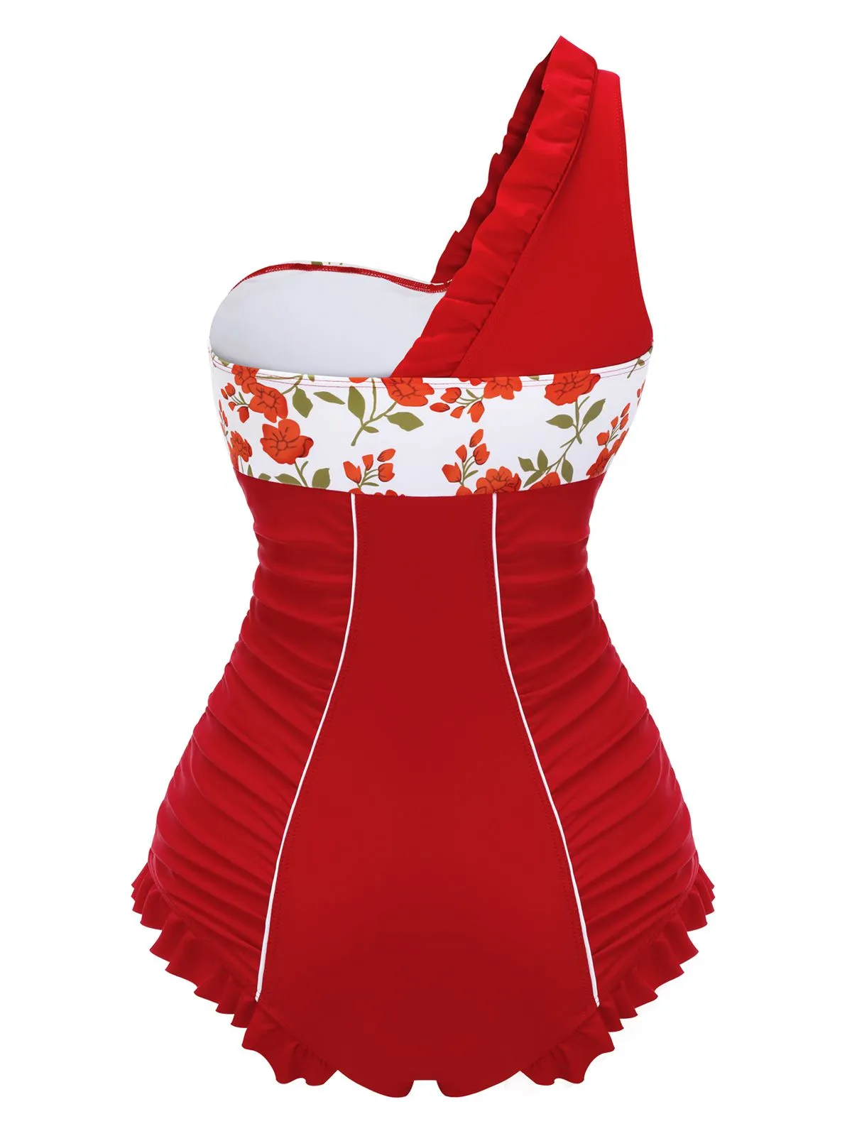 1950s One-shoulder Ruffle One-piece Swimsuit sold by Retro Stage product image thumbnail 4